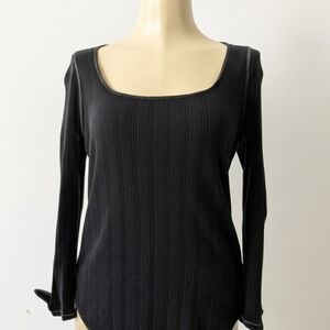 Free People Charcoal Long Sleeve Top